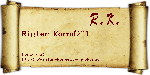 Rigler Kornél névjegykártya